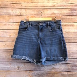 Calvin Klein Jeans High Rise Cut Off Frayed Hem Stretch Blue Jean Shorts Size 14